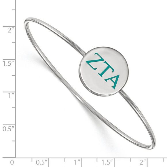 Sterling Silver Zeta Tau Alpha Enamel Teal Greek Letter Bangle - 7 in. - Picture 2 of 4